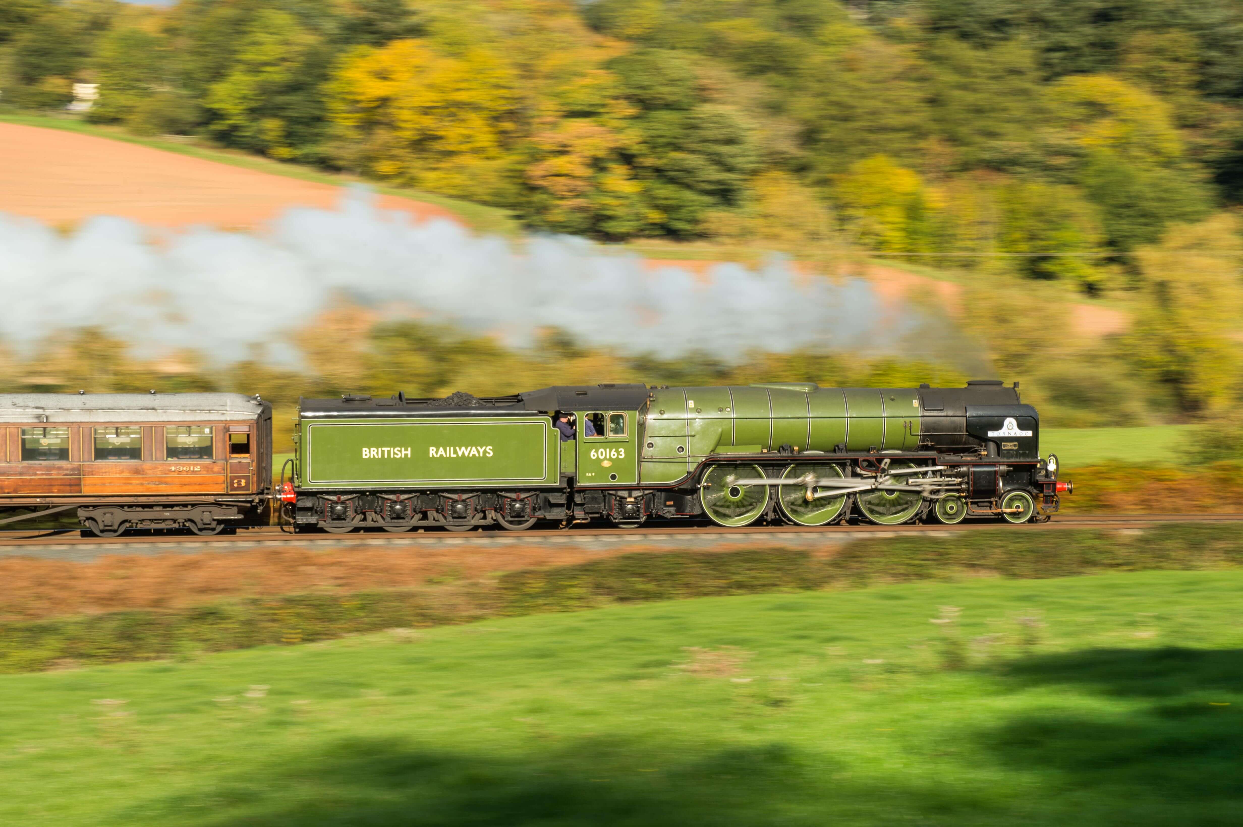 A1 Peppercorn No. 60163 Tornado is captured at speed at 1/20th second on the Severn Valley Railway